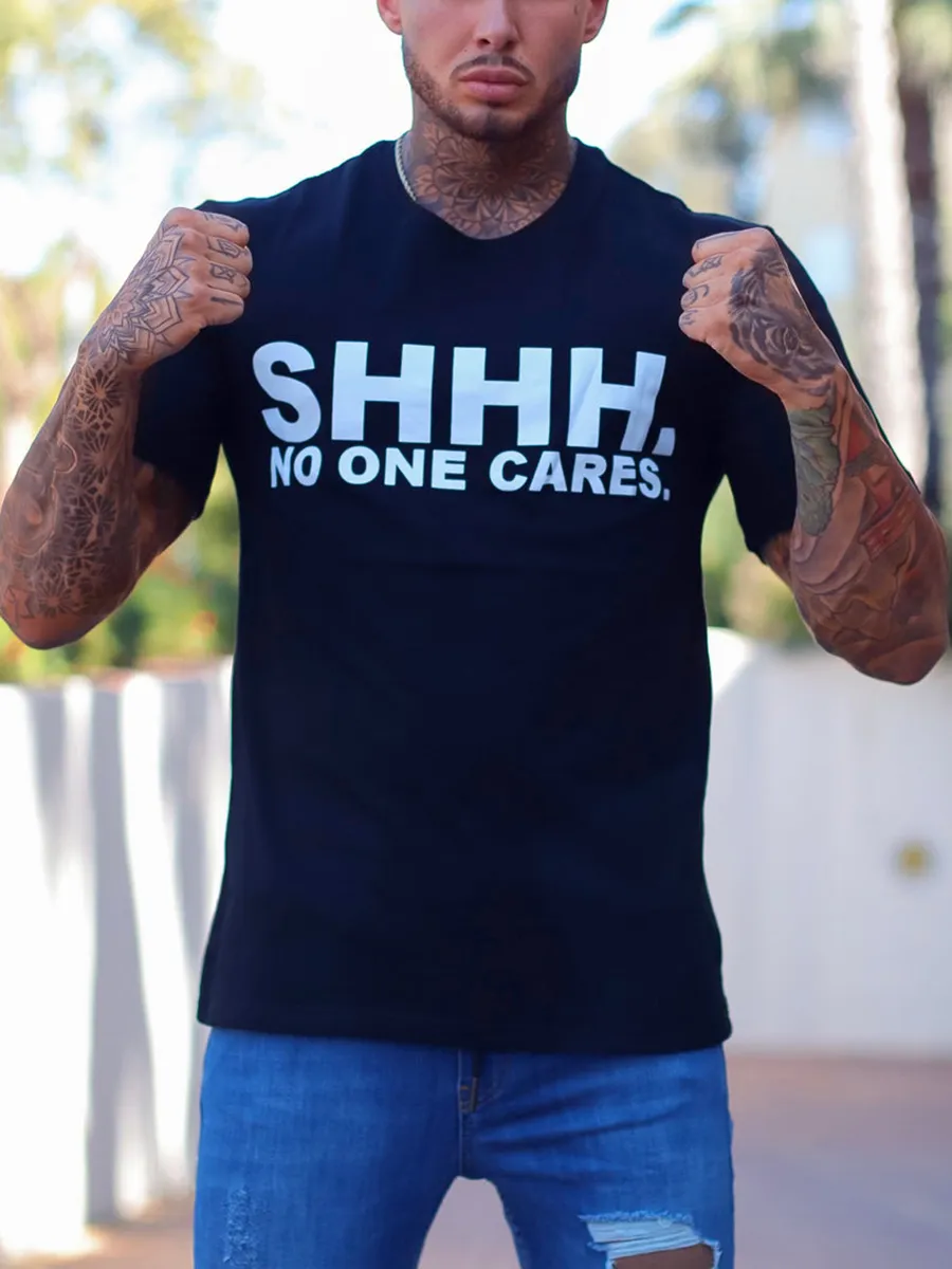 No One Cares Printed Fashionable Men's T-shirt