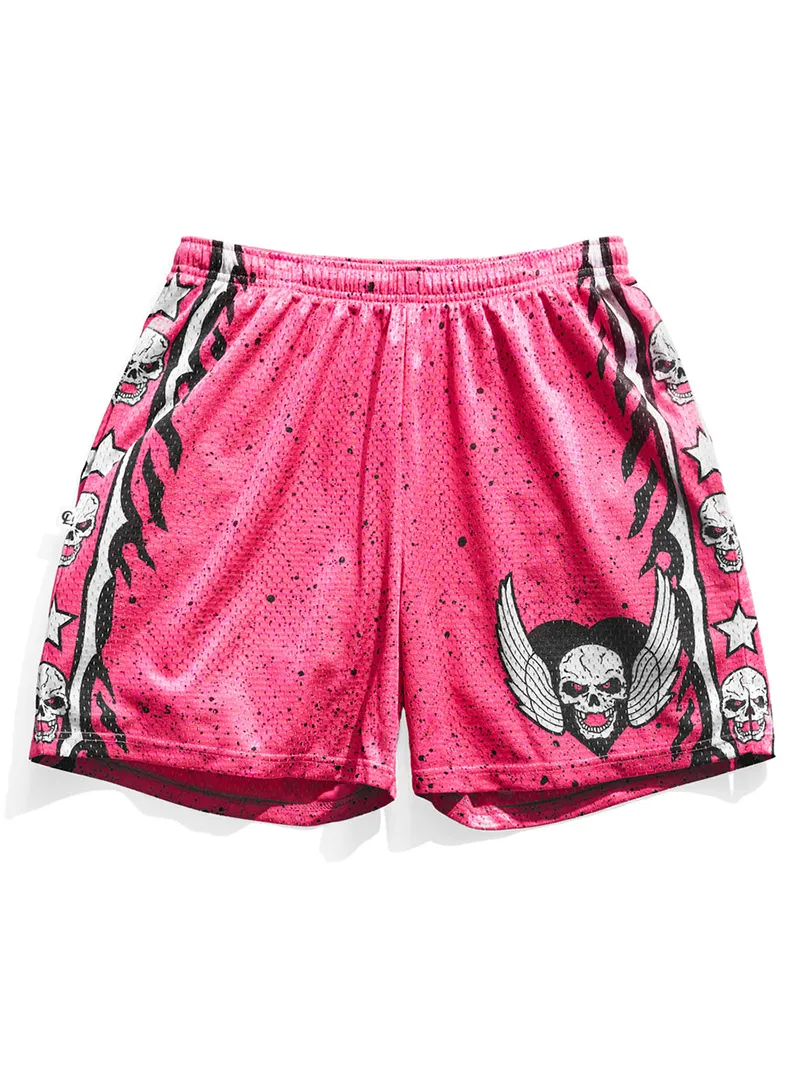 Bret Hart Speckle Pink Retro Shorts