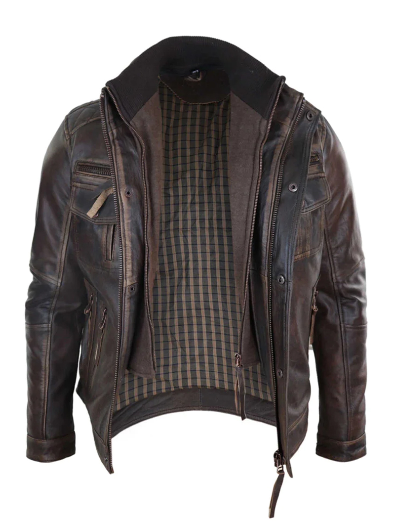 Men's Casual Outdoor Leather Jacket Coat