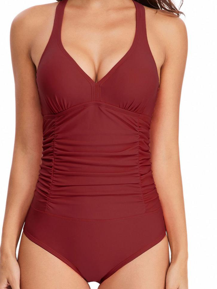 Women's sexy v-neck one-piece swimsuit