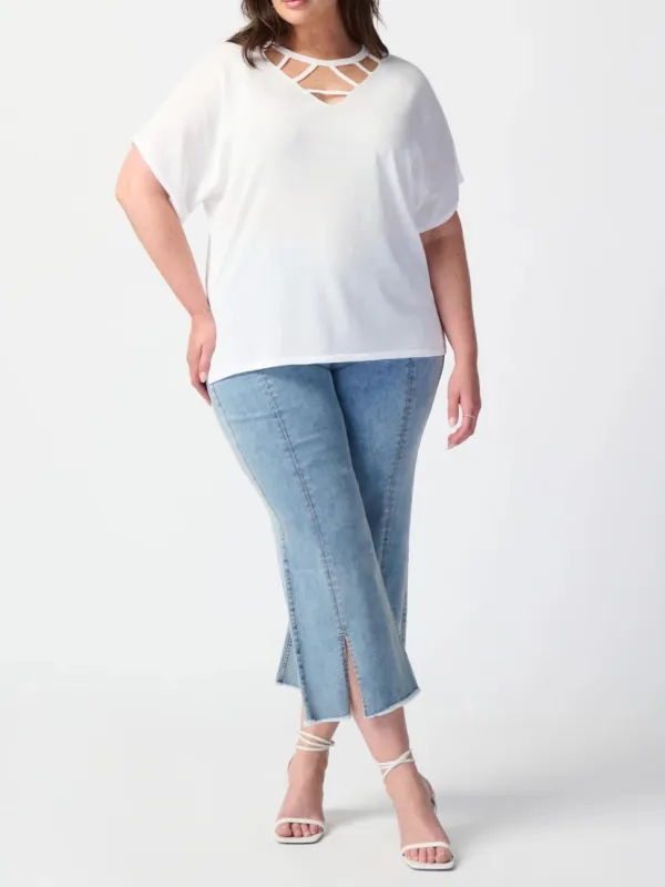 Culotte Jeans With Embellished Front Seam