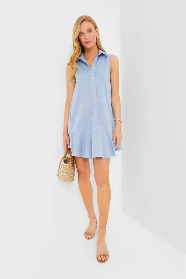 Chambray Sleeveless Callahan Shirt Dress