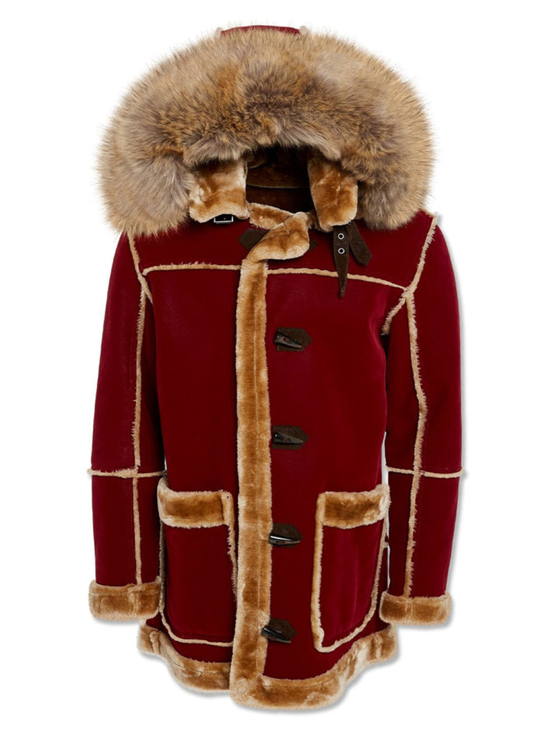 Men's Burgundy Shearling Jacket