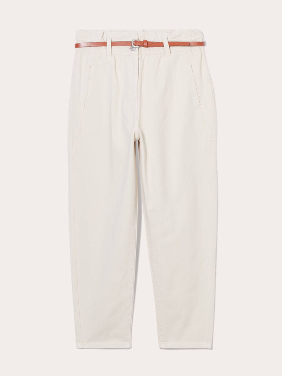 Pantalon slouchy ceinturé ecru femme