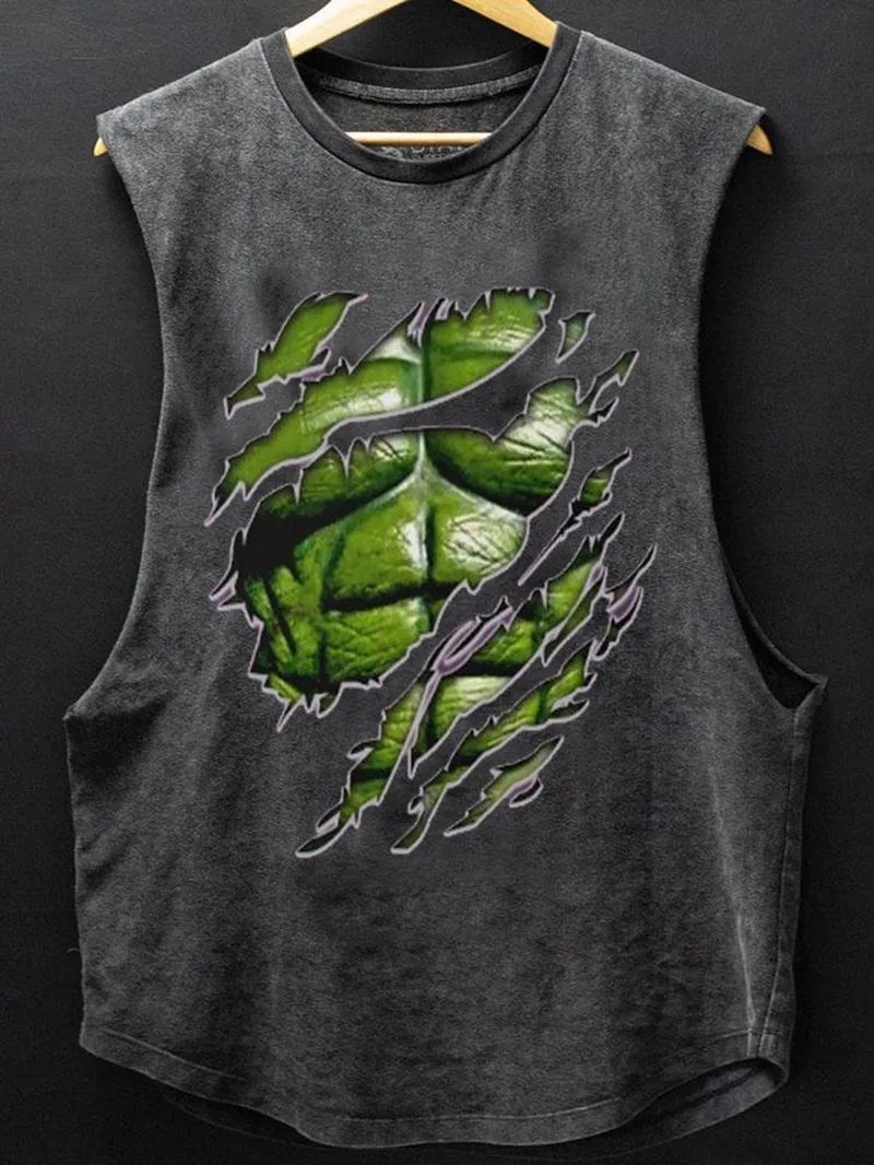 GREEN ABS SCOOP BOTTOM COTTON TANK