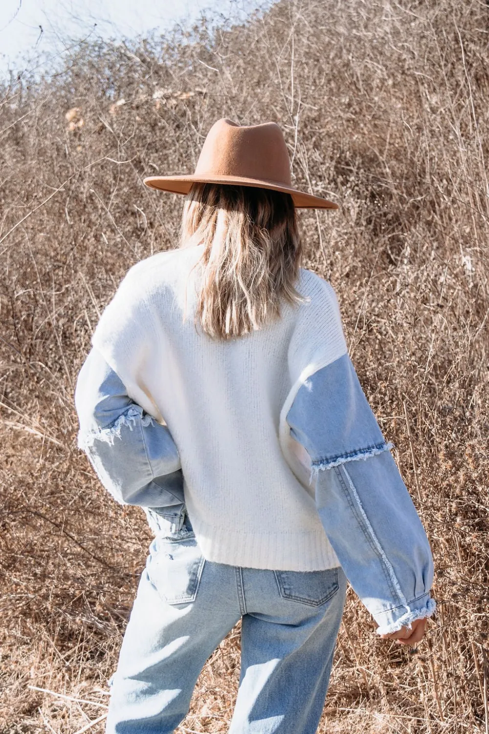 Pumpkin Patch Denim Color Block Sweater