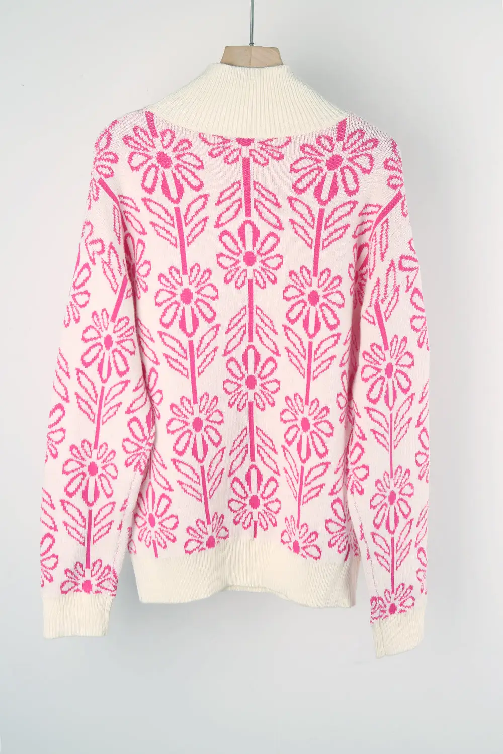 Turtleneck Flower Print Sweater