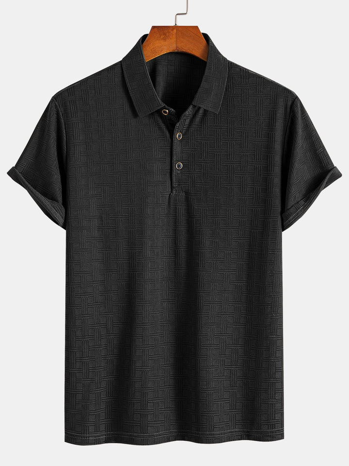 Short Sleeve Knitted Textured Polo