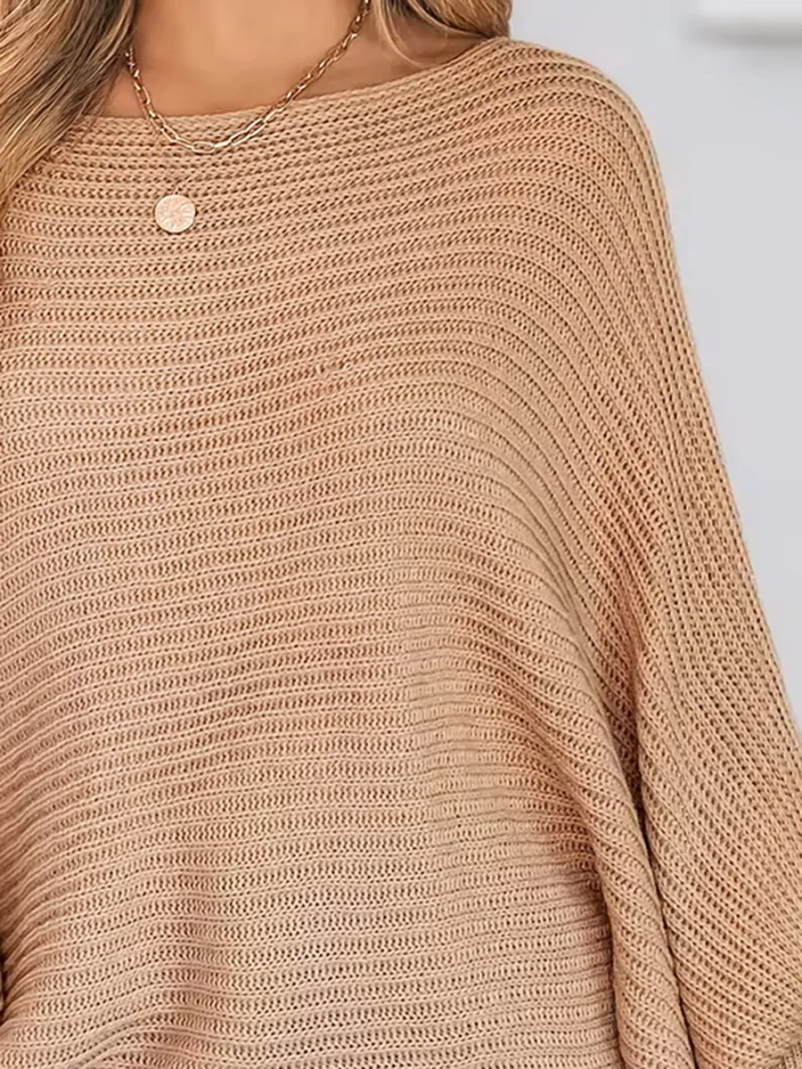 Sand Ribbed long Sleeve Sweater