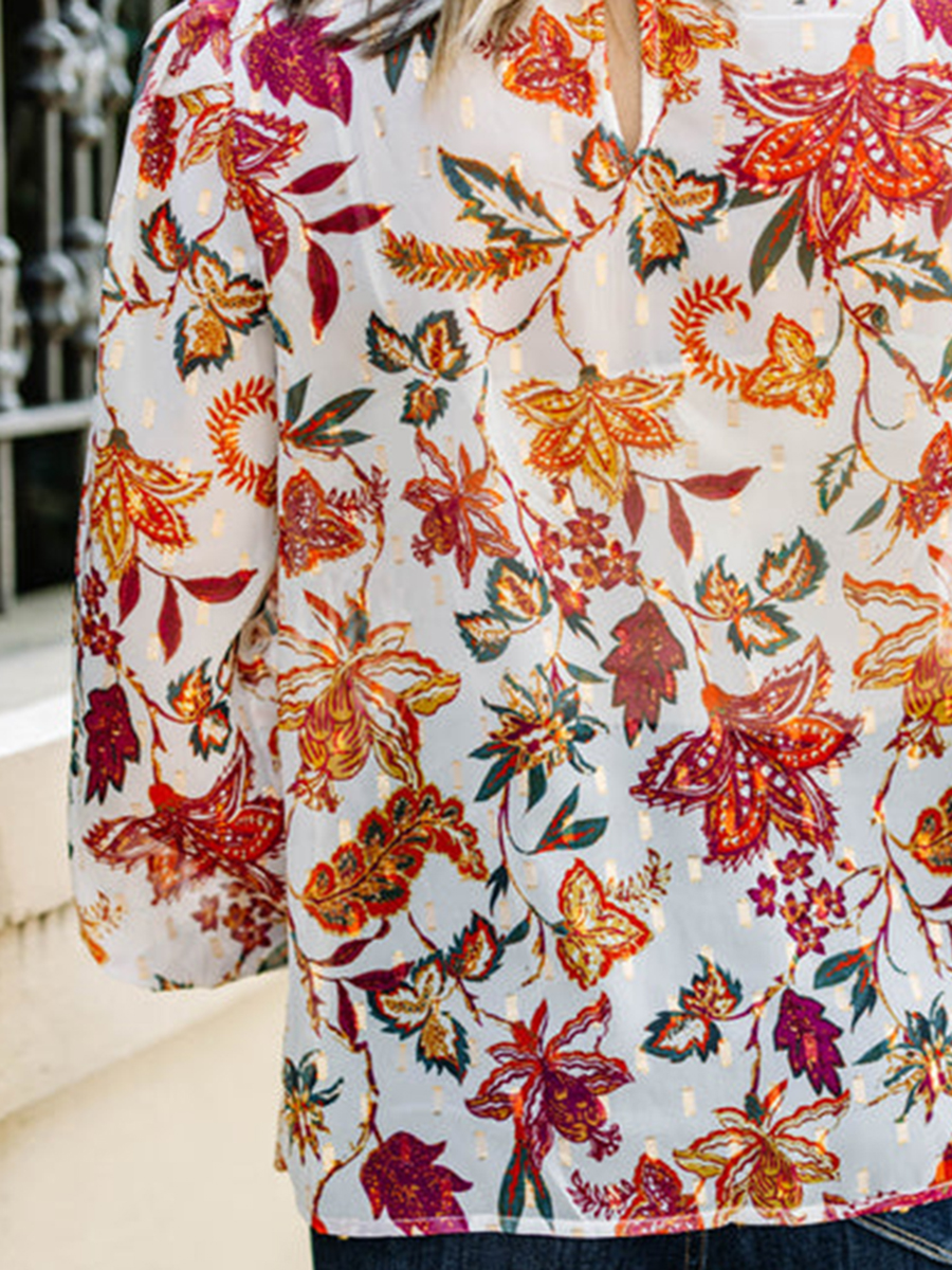 White Floral Blouse