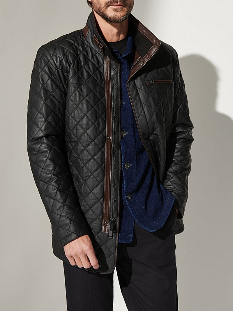 Men's Quilted Leather Coat