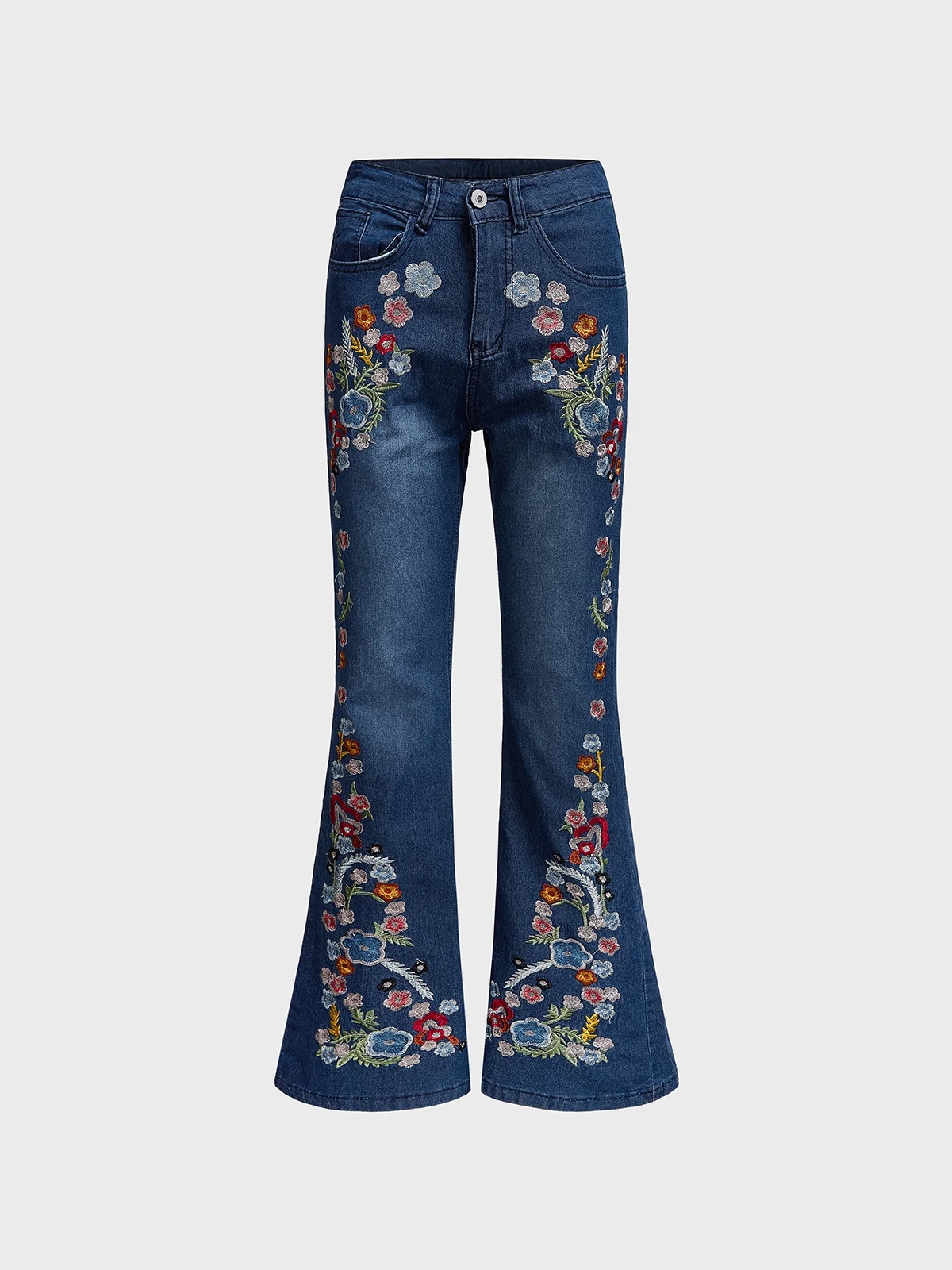 Denim Embroidery Patterns Bell-Bottomtrousers Jeans