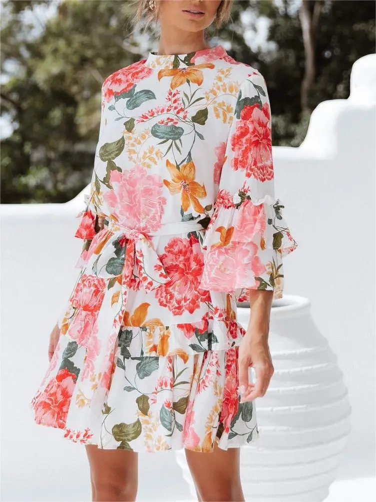 Women's Long Sleeve Floral Pattern Dress