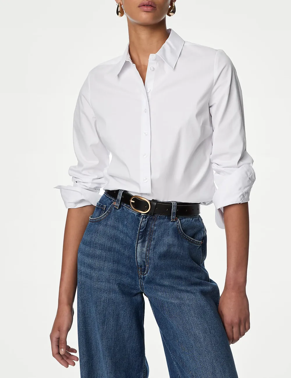 Cotton Rich Fitted Collared Shirt